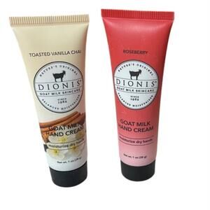 Dionis Goat Milk Handcream New Sealed 2 1 oz Bottles Toasted Vanilla Roseberry
